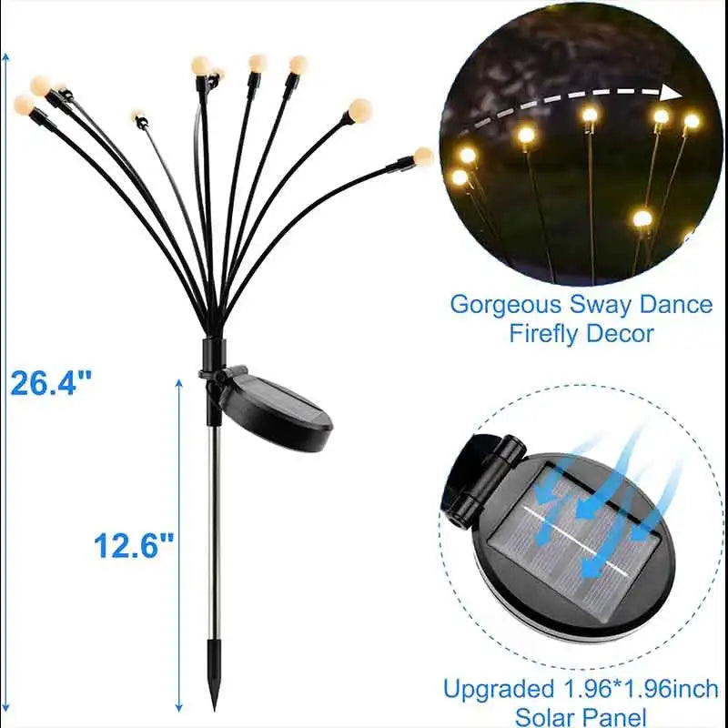 Solar Powered Firefly Waterproof Vibrant Garden Lights