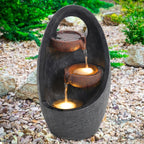 Outdoor Freestanding Water Fountain – Garden LED Waterfall Feature with Pump