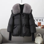 New Winter Warm Goose Down Jacket for Women – Thick Puffer Coat with Removable Fur Collar