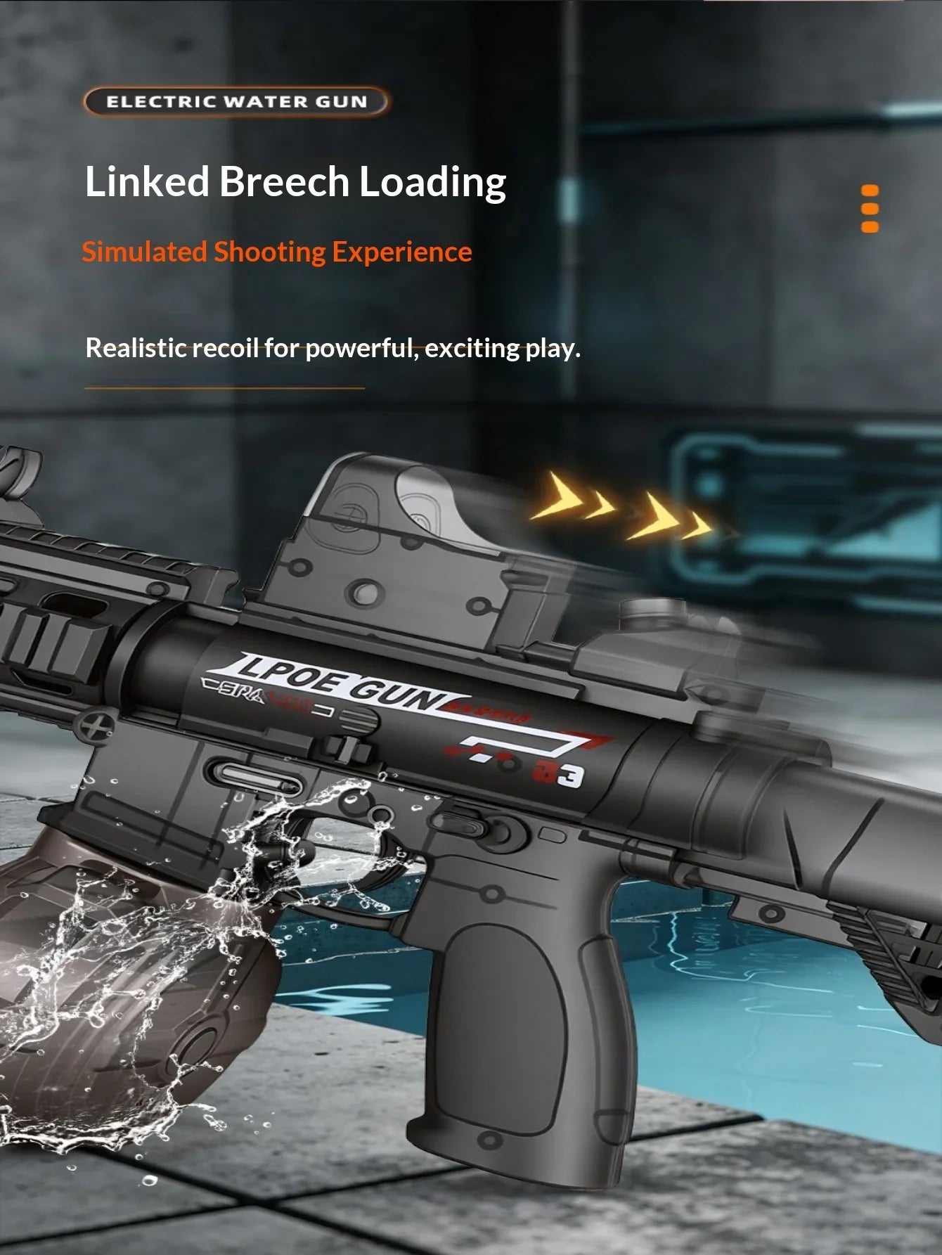 Simulated Recoil Electric Water Gun – Automatic Sensor Lights Water Pistol Toy