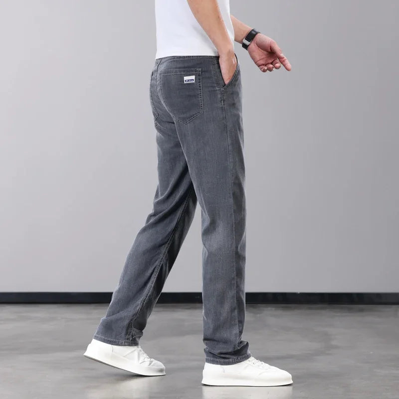 Summer Thin Men’s Jeans – Lyocell Fabric Soft Breathable Straight Denim Pants