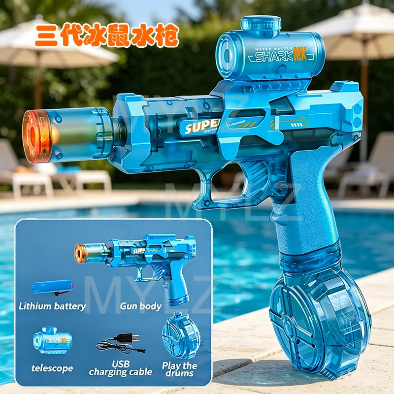 Electric Water Gun Automatic Continuous Firing – Long Range Water Blaster with Lights