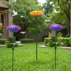 Bee Bath Colorful Bird Feeder Metal Stake – Decorative Bee & Hummingbird Watering Station for Garden, Patio & Yard