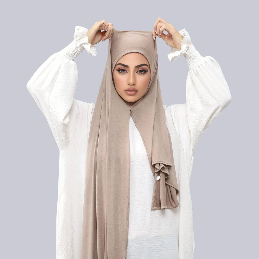 Women Muslim Instant Hijab – Large Jersey Shawl, Soft & Breathable Pullover Headwrap