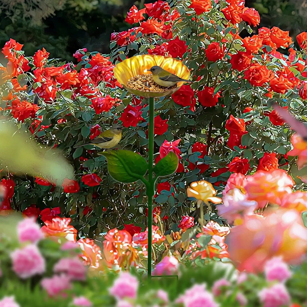 Bee Bath Colorful Bird Feeder Metal Stake – Decorative Bee & Hummingbird Watering Station for Garden, Patio & Yard