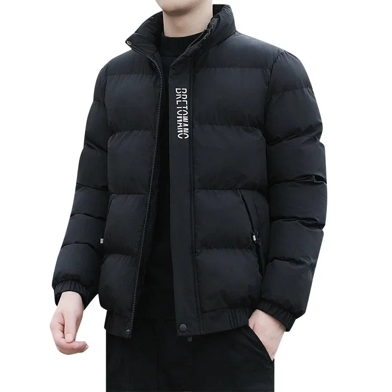 2024 Men’s Winter Cotton Jacket – Korean Style Padded Short Coat, Stand Collar Casual Fashion
