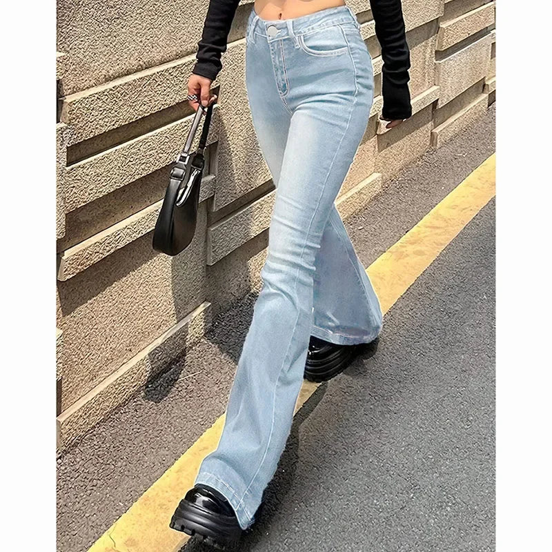 Women’s High Waist Flared Jeans – Stretchy Bootcut Denim Pants