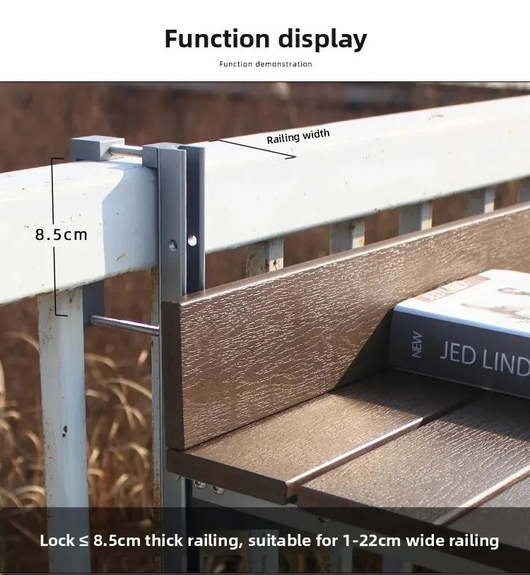 Space Saving Adjustable Height Folding Balcony Table – Hanging Railing Desk for Small Spaces