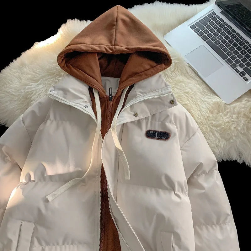 Y2K Splicing Hooded Coat – Two-Piece Korean Streetwear Jacket