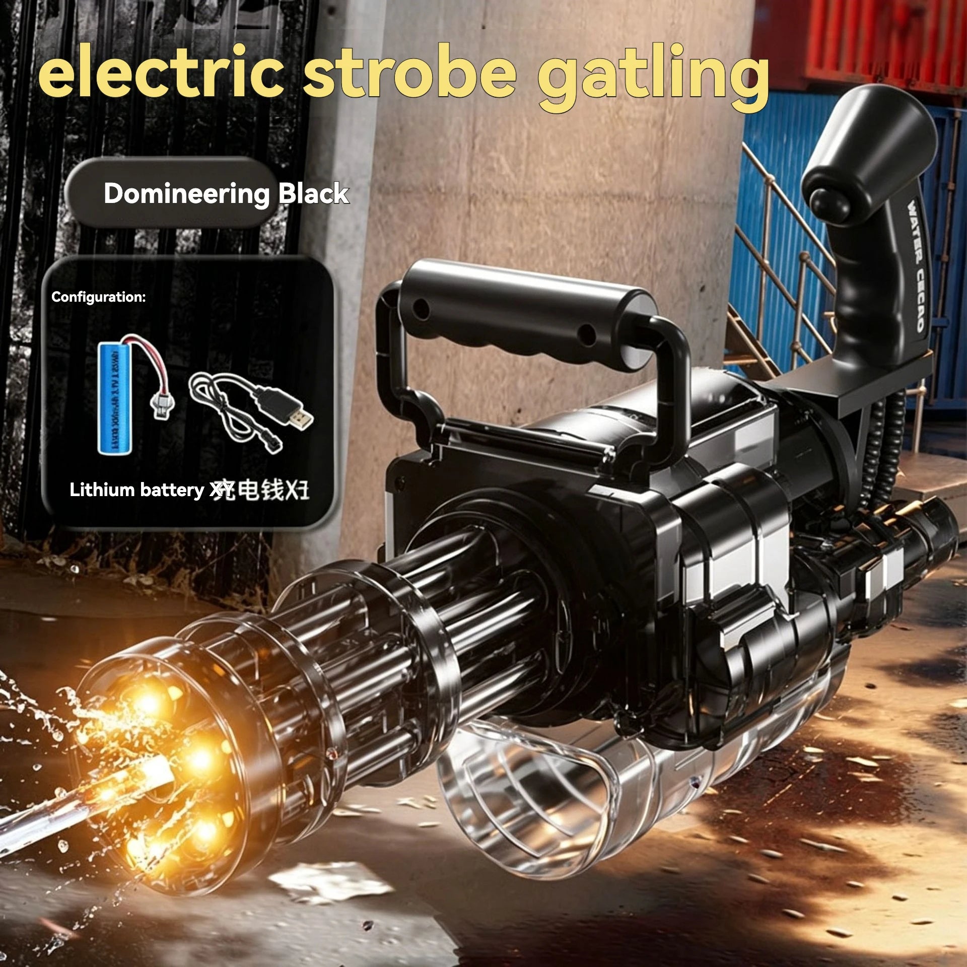 Rotating Spitfire Gatling Electric Water Gun – High-Pressure Continuous Pulse Water Blaster