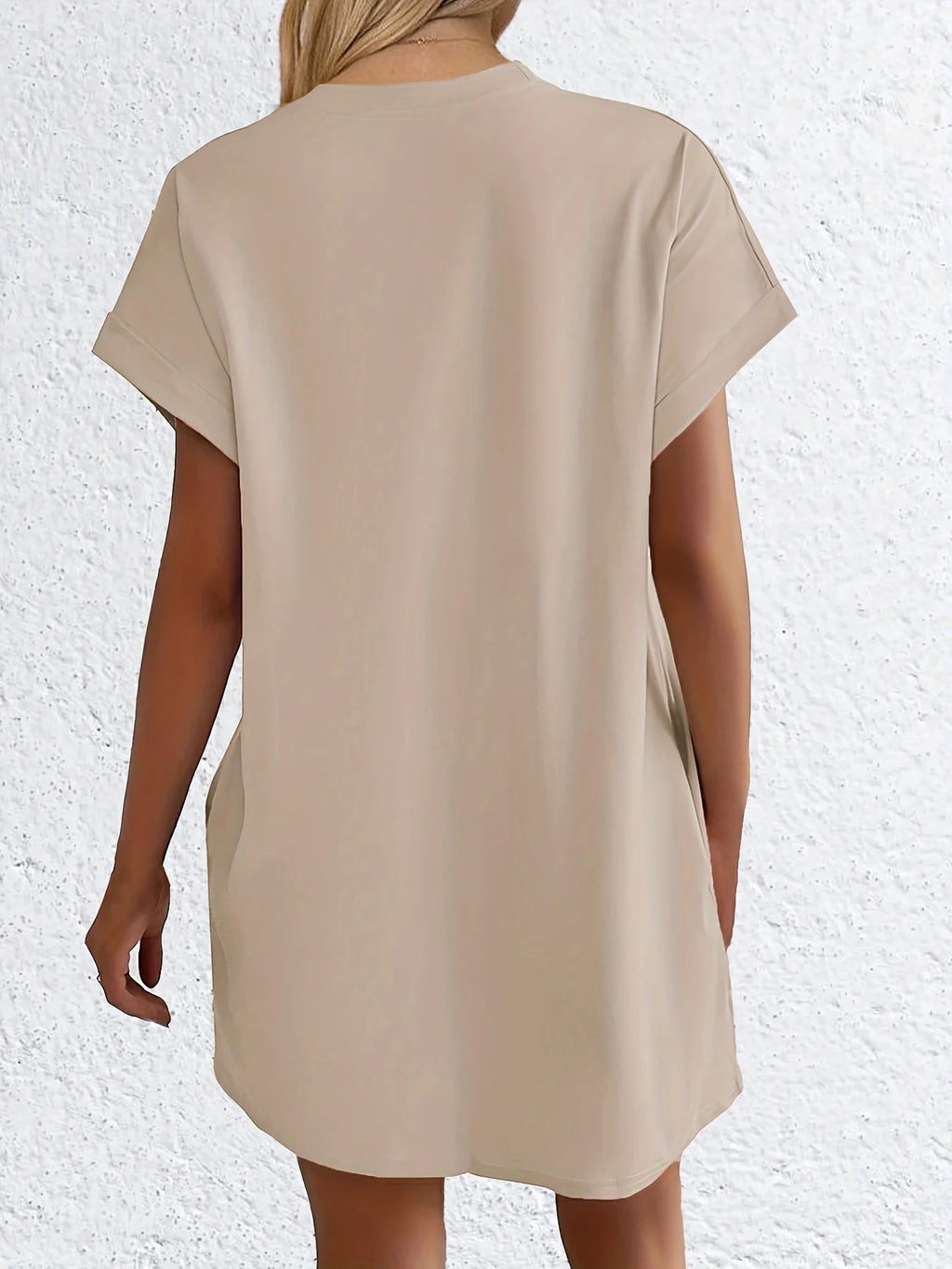 Women’s Casual Knit T-Shirt Dress with “GOD” Letter Print – Crew Neck Short Sleeve