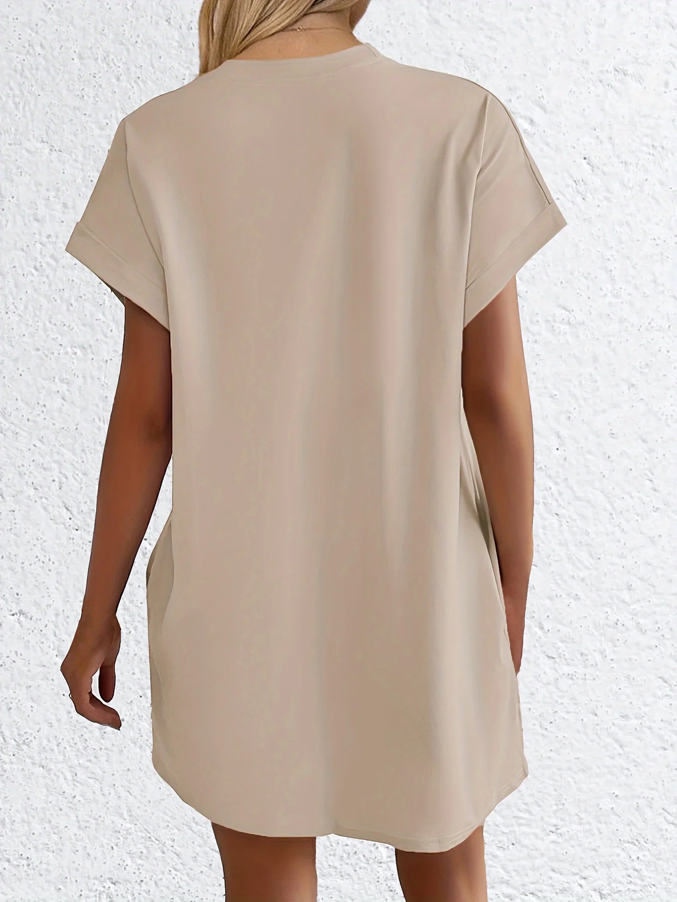 Robe T-shirt décontractée en maille pour femme avec imprimé « GOD » – Col rond manches courtes