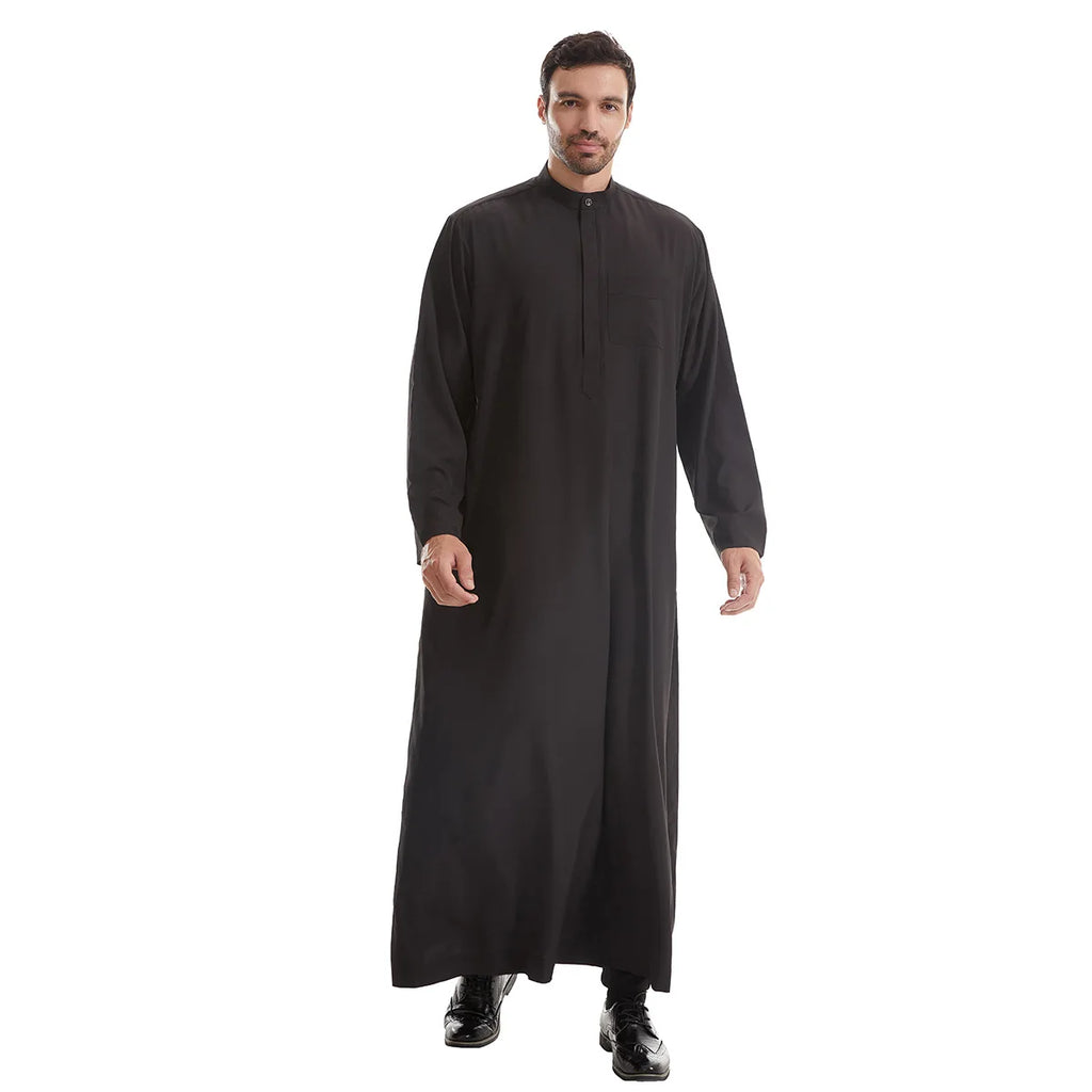 Saudi Islamic Muslim Men’s Jubba Thobe Dubai-Inspired Arab Robe with Zipper-Style Kimono Design