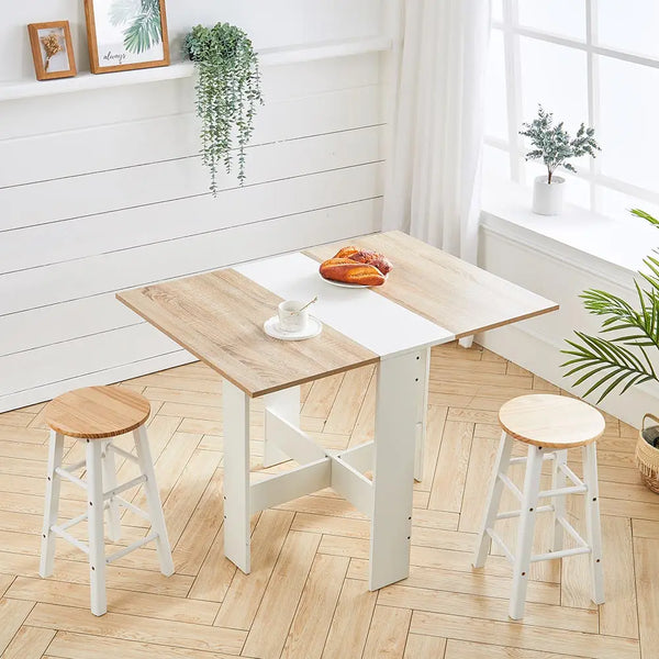 Haodirect Foldable Expandable Wooden Dining Table – Space-Saving Kitchen Table