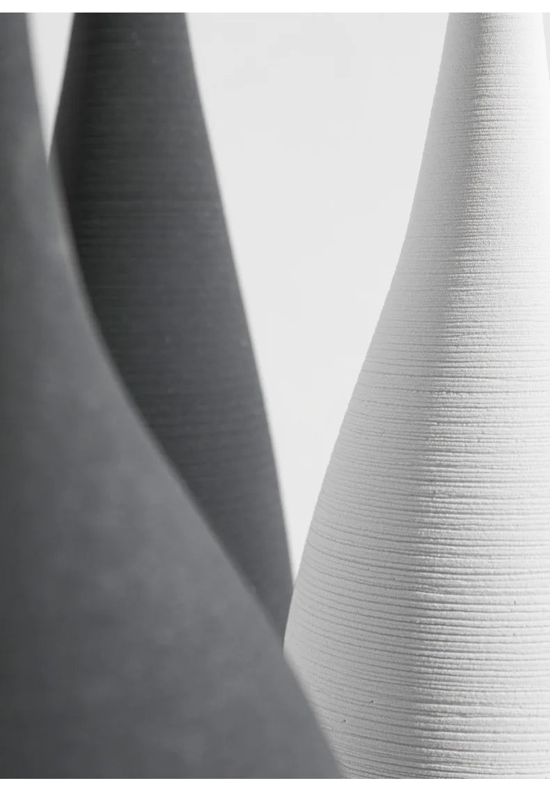 Minimalist Handmade Zen Ceramic Vase – Black & White Hand-Drawn Art for Living Room & Home Decor