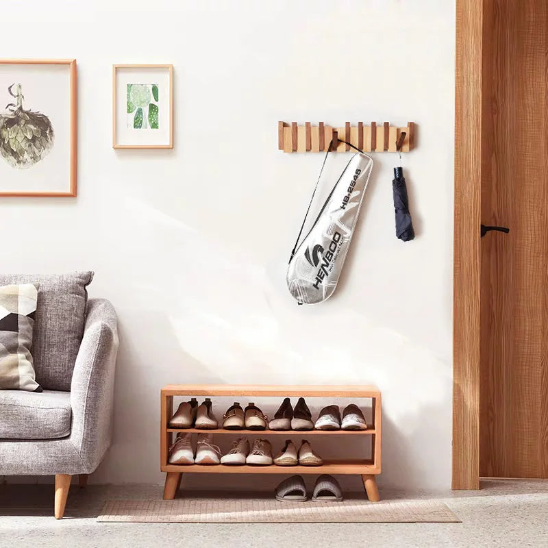 Kledinghaak van walnoothout, wandgemonteerd, verborgen decoratiehaak, opvouwbaar, voor slaapkamerkasten, houten wandplank, woondecoratie