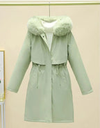 New Women Winter Jacket – Slim Long Coat with Big Fur Collar