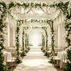 22PC White Rose Vine Wall Hangings – Artificial Orchid Flower Decoration Set for Weddings & Events