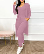 Drawstring Pocket Design Jumpsuit & Coat Set – Women’s Autumn Slim Fit Outfit