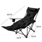 Folding Recliner Portable Camping Chair with Adjustable Backrest – Cotton-Filled Seat Outdoor Beach & Fishing Chair