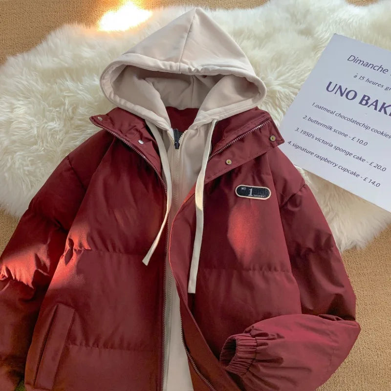 Y2K Splicing Hooded Coat – Two-Piece Korean Streetwear Jacket