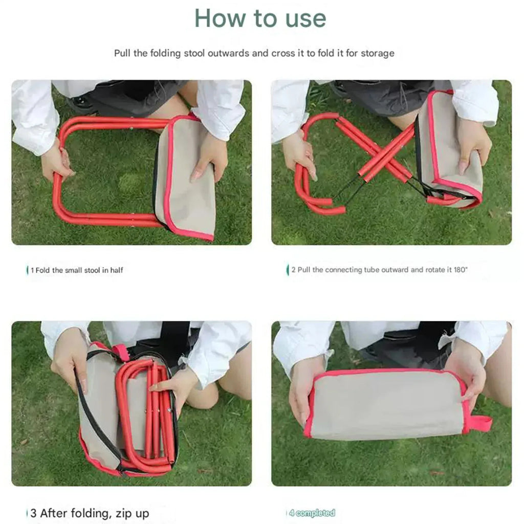 Portable Folding Stool Mini Camping Chair – Lightweight Outdoor Beach Chair with Carry Bag