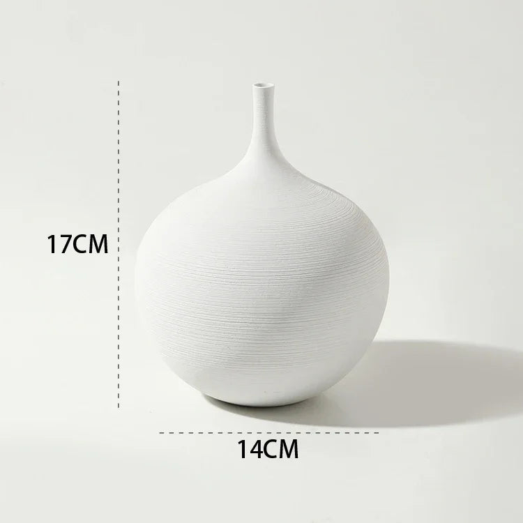 Minimalist Handmade Zen Ceramic Vase – Black & White Hand-Drawn Art for Living Room & Home Decor