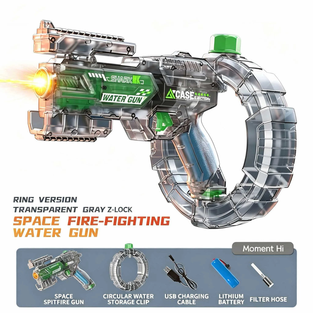 Simulated Recoil Electric Water Gun Toy with Automatic Lights & Water Spray Feature