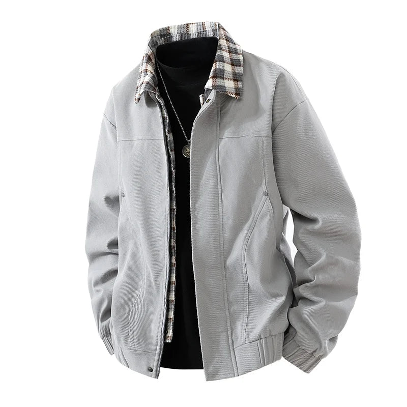 Men’s Spring Autumn Casual Jacket – Lightweight Workwear Style with Zipper & Pockets