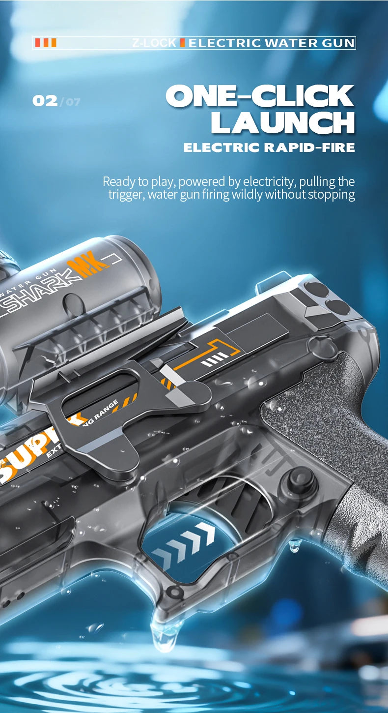 Simulated Recoil Electric Water Gun Toy with Automatic Lights & Water Spray Feature