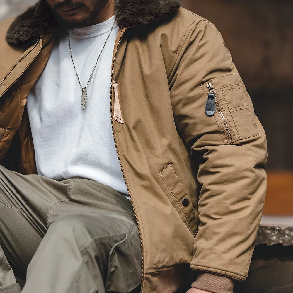 Maden Vintage B15 Bomber Jacket – Men’s Winter Cotton-Lined Coat