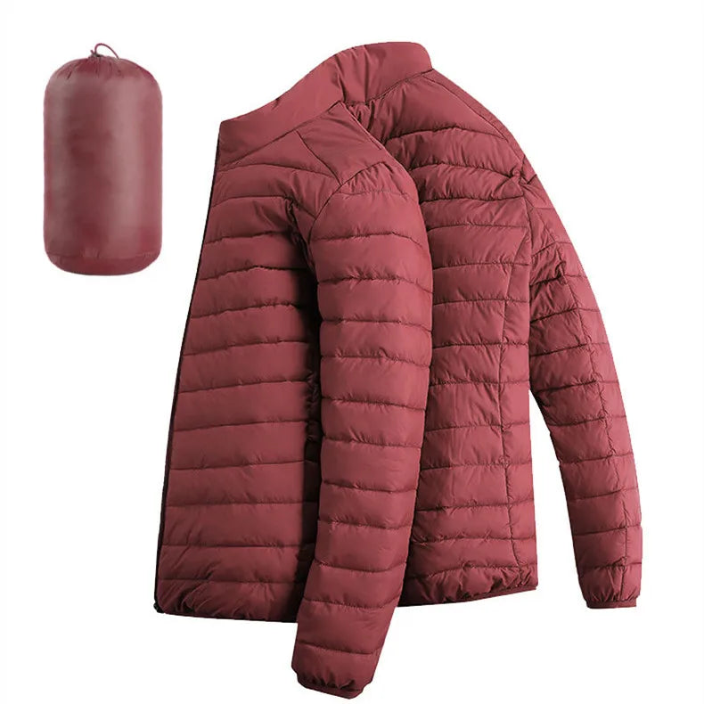 Men’s Lightweight Hooded Hiking Jacket – Waterproof Thermal Cotton Padded Winter Parka with Zip Pockets