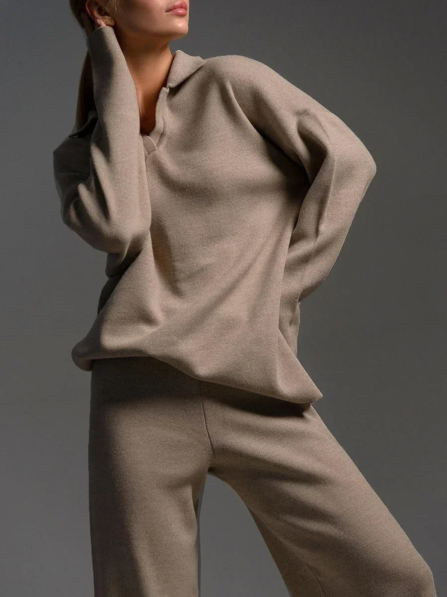 Ensemble coordonné tricoté épais pour femme - Collection Hiver
