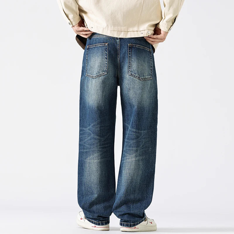Autumn Gradient Distressed Jeans for Men – Comfort Cotton Vintage Style