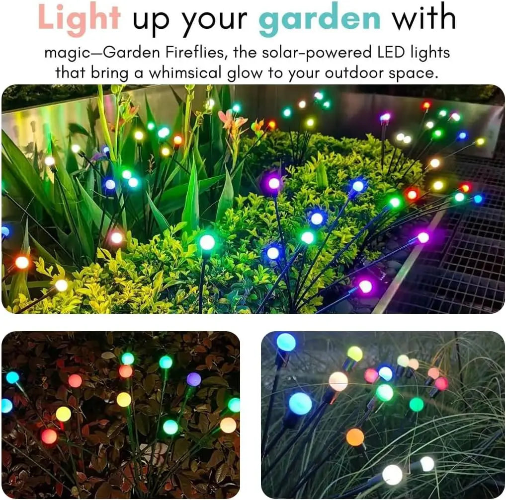 Solar Powered Firefly Waterproof Vibrant Garden Lights