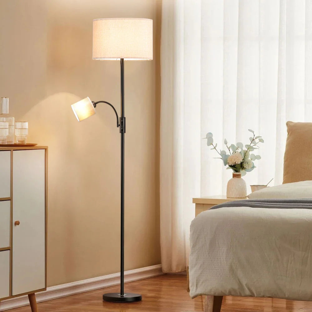 2-Light Floor Lamp with Adjustable Heads – Standing Reading & Room Lighting