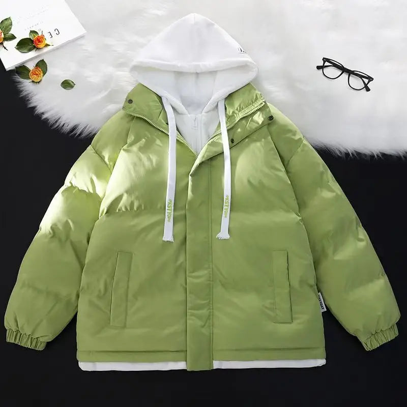 New Winter Hooded Parka – Men’s & Women’s Loose Fit Removable Hood Casual Cotton-Padded Jacket