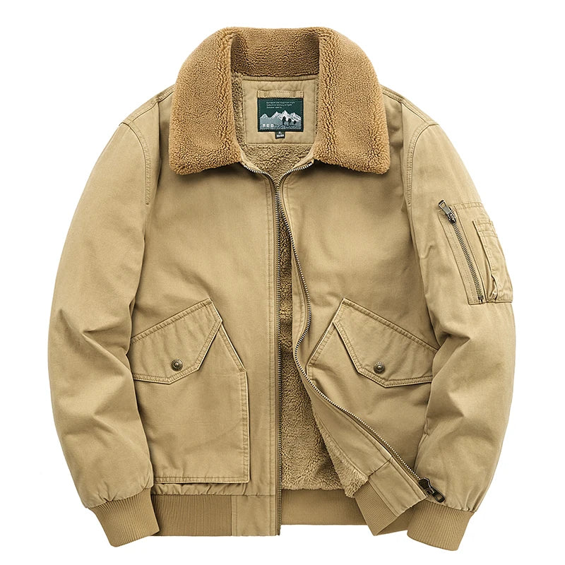 Men’s Cotton Winter Jacket – Thick Casual Cotton-Padded Lapel Coat