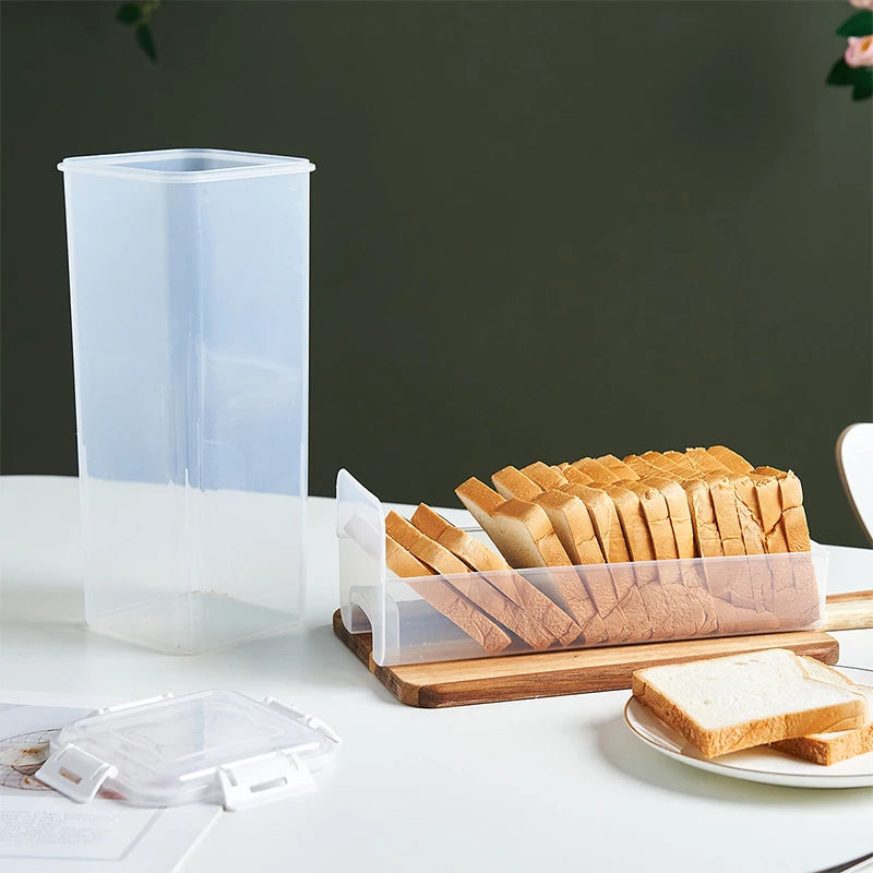 Clear Airtight Bread Box with Lid – Loaf & Sandwich Bread Storage Container