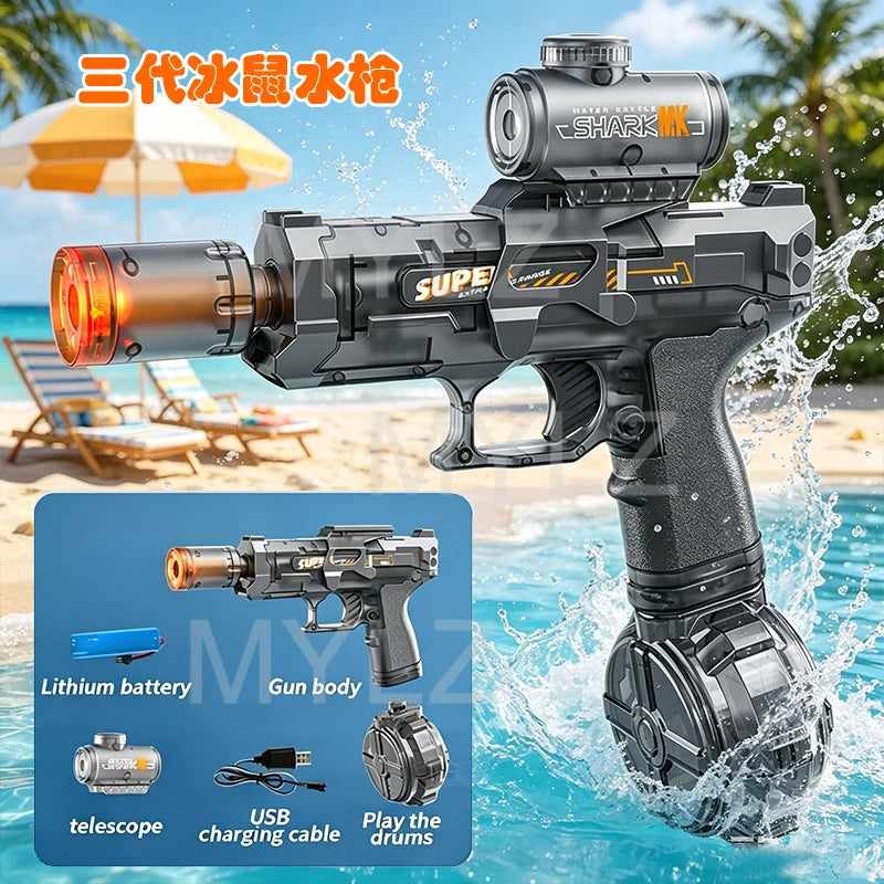 Electric Water Gun Automatic Continuous Firing – Long Range Water Blaster with Lights