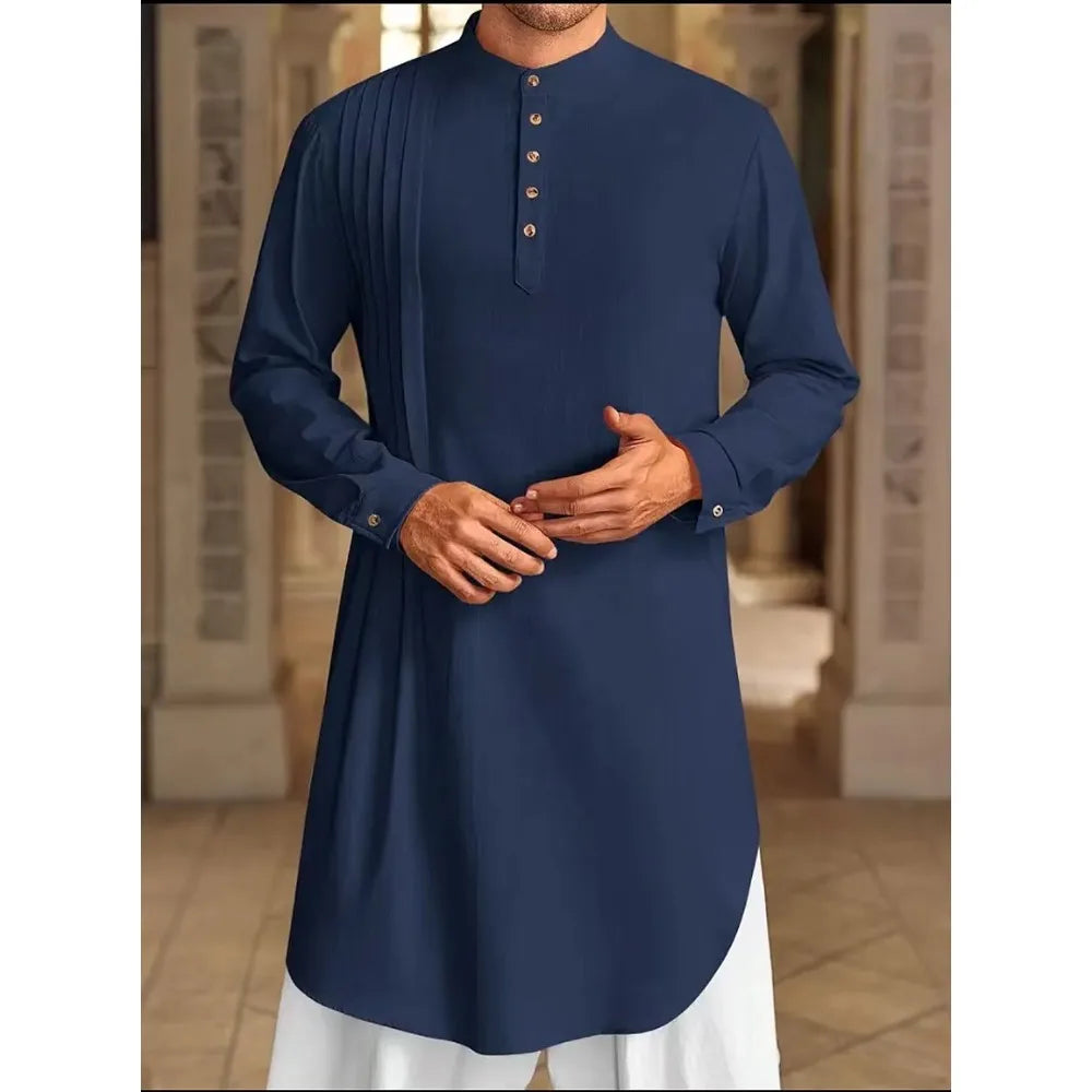 Muslim Men’s Shirt – Arabic Button-Up Jubba Thobe for Daily Prayer