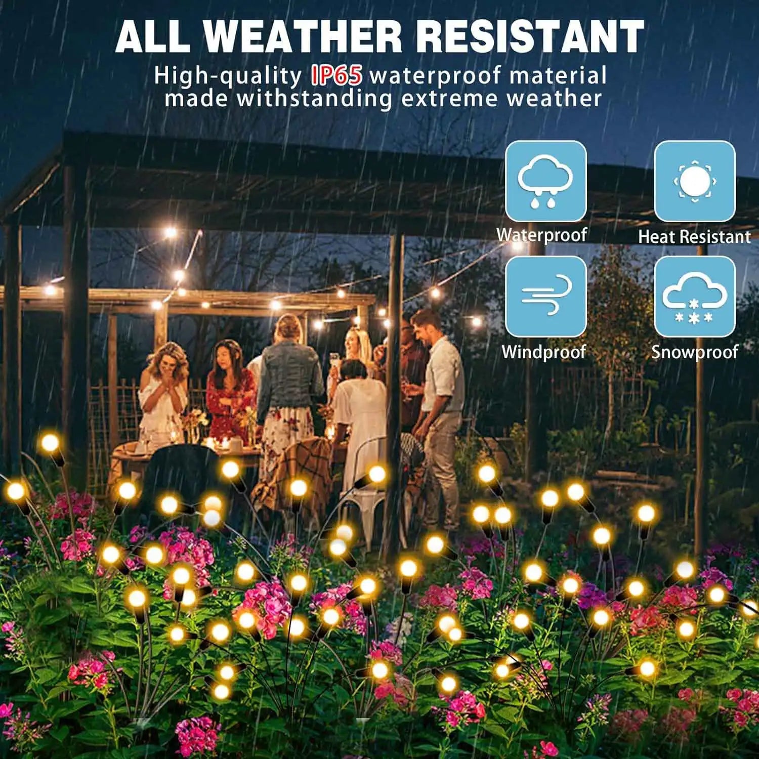 Solar Powered Firefly Waterproof Vibrant Garden Lights