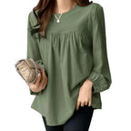 Fashion Elegant Solid Blouse for Women – Long Sleeve O-neck Casual Office Lady Top