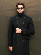 Mauroicardi Autumn Winter Long Warm Polo Coat for Men