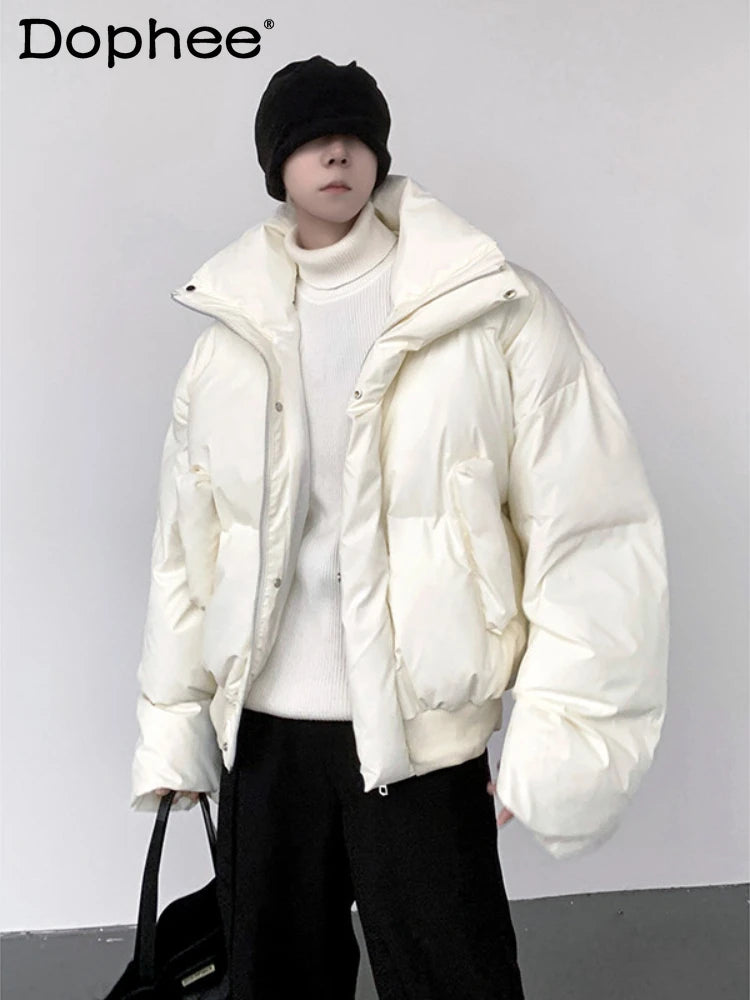 Men’s Turtleneck Cotton-Padded Winter Parka – High-End Warm Outerwear