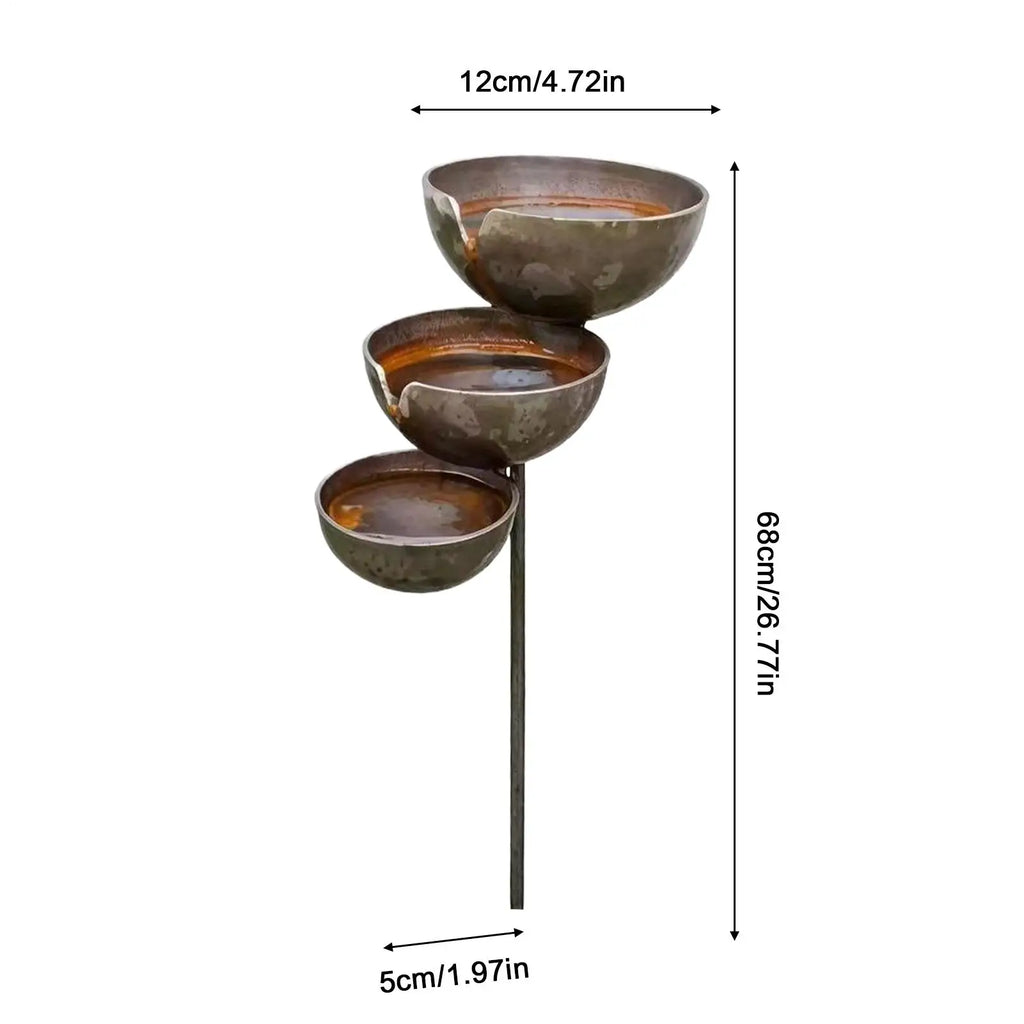3-Tier Bee & Bird Water Station with Garden Stake – Decorative Outdoor Water Bowl for Bees, Butterflies & Birds
