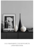 Minimalist Handmade Zen Ceramic Vase – Black & White Hand-Drawn Art for Living Room & Home Decor