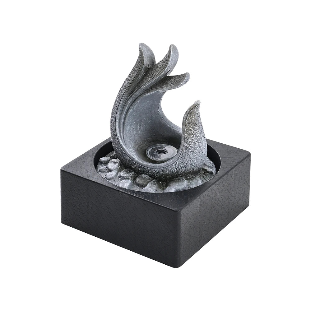 Tabletop Resin Water Fountain with LED Light – Indoor Zen Desk Decor Feature