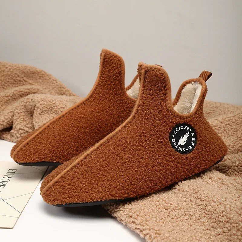 Men's Winter High-Top Plush Slippers – Warm, Lightweight & Non-Slip Indoor Outdoor Shoes