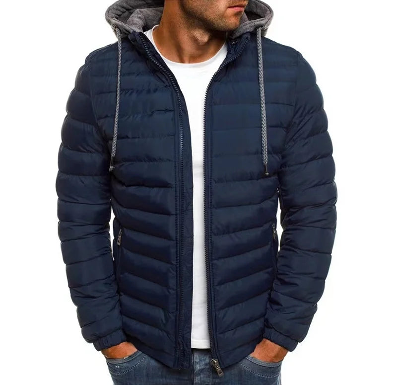 Men’s Autumn Winter Hooded Overcoat – Thick Warm Zipper Jacket for Casual & Streetwear Style